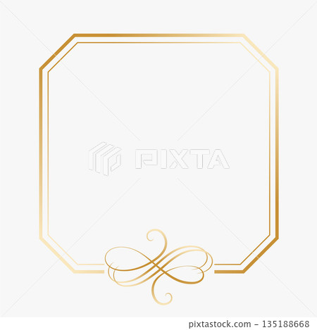 decorative golden floral frame blank background with filigree swirl design 135188668