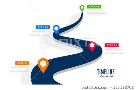 four step road map infographic template with colorful location pointer four step road map infographic template with colorful location pointer 135188708