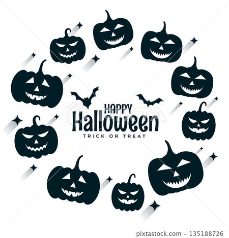 happy halloween holiday white background with pumpkin and bat happy halloween holiday white background with pumpkin and bat 135188726