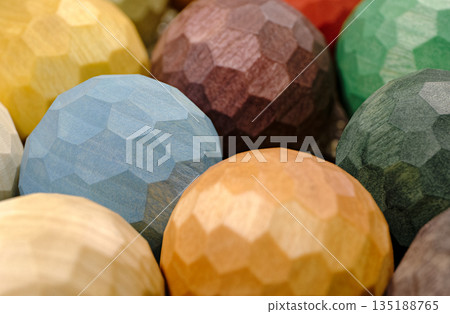 Multi-colored balls or polyhedrons, interior decoration Multi-colored balls or polyhedrons, interior decoration 135188765