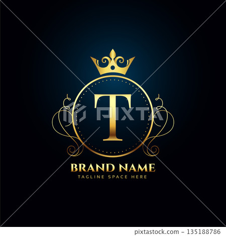 elegant and golden T initial logo background for premium brands elegant and golden T initial logo background for premium brands 135188786