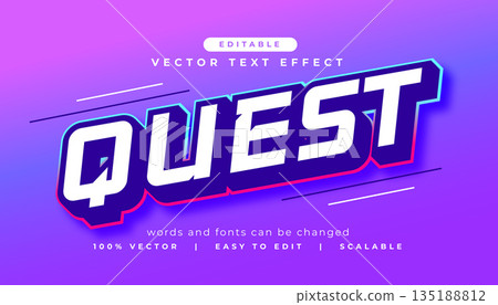 quest lettering text effect style purple template 135188812