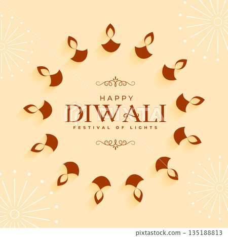 happy diwali wishes background with diya decor happy diwali wishes background with diya decor 135188813