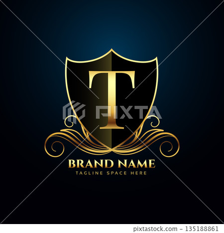shimmering golden letter T logo background for business promotion shimmering golden letter T logo background for business promotion 135188861