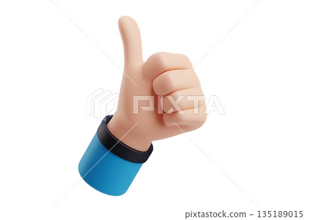 Thumbs Up Icon in 3D Design on White Background 135189015