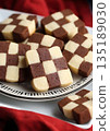 Checkerboard Cookies with Chocolate and Vanilla Flavor Blocks 135189030