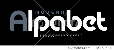 Modern Font Logo Alphabet Geometric Letter Set Creative Typography, Tech Sport Game Typographic Design for Music Poster Headline, Digital Futuristic Type Logotype, Sans Serif Fonts. Vector Typeface 135189595