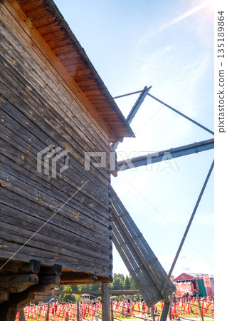 Old building of a village windmill 135189864