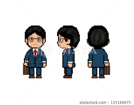 Pixel art of a working man wearing brown glasses 135189875