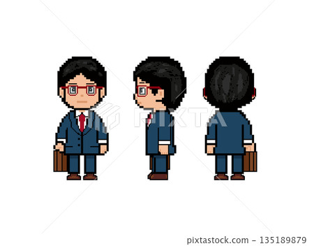 A working man wearing red glasses_Pixel art 135189879