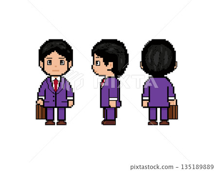 Working man _ pixel art _ purple suit Working man _ pixel art _ purple suit 135189889