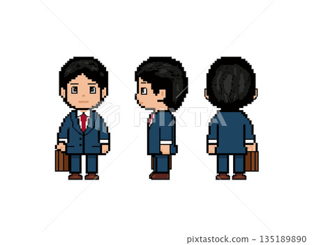 Working man _ pixel art _ blue suit Working man _ pixel art _ blue suit 135189890