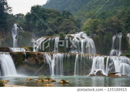 Detian Falls cascading water creating a beautiful landscape in Vietnam Detian Falls cascading water creating a beautiful landscape in Vietnam 135189915