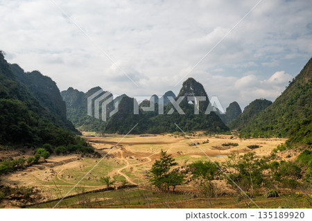 Gods Eye Mountain dominating dry valley in Vietnam 135189920