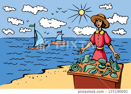 Vector illustration of a boats in the sea 135190091