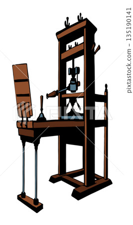 Vector drawing. Vintage printing press 135190141