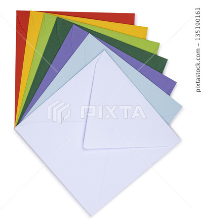 Fanned out envelopes on white Fanned out envelopes on white 135190161