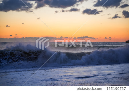 January Sea Waves at Winter Sunset January Sea Waves at Winter Sunset 135190737