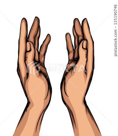 Asking hands. Vector drawing icon 135190746