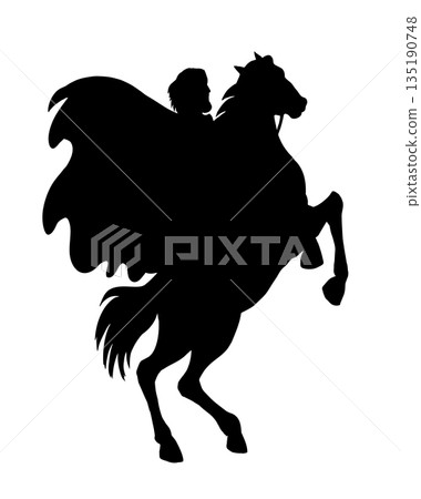 Vector drawing. Man on the horse Vector drawing. Man on the horse 135190748