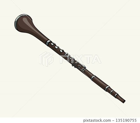 Vector line drawing of clarinet Vector line drawing of clarinet 135190755