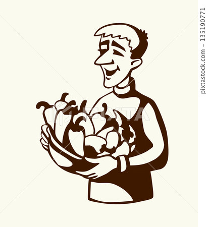 Vector illustration. Peter Piper picked a peck of pickled peppers Vector illustration. Peter Piper picked a peck of pickled peppers 135190771