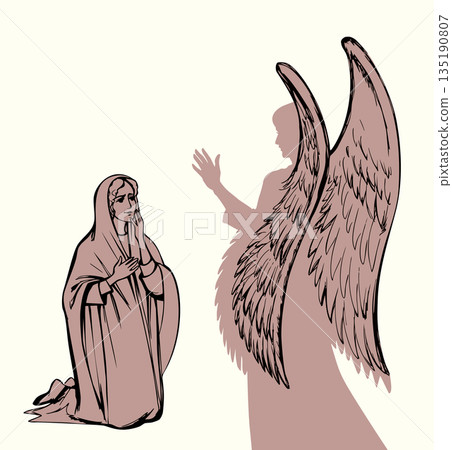 Vector illustration. The Angel Annunciation to Mary. 135190807