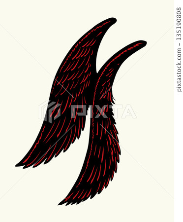 Vector drawing. Two large wings. Vector drawing. Two large wings. 135190808