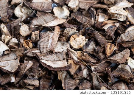 Wild fungi selection, Artisanal preserved mushroom fragments sustainably gathered from untamed woodland environments to emphasize natural beauty and ecological importance Wild fungi selection, Artisanal preserved mushroom fragments sustainably gathered from untamed woodland environments to emphasize natural beauty and ecological importance 135191535
