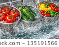 Bright Vegetables Submerged in Water 135191566