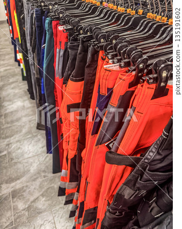 Retail Display of Workwear Trousers Retail Display of Workwear Trousers 135191602