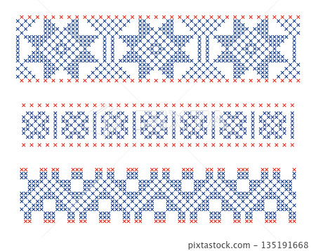 Blue Folk Embroidery Cross Stitch Patterns Set 135191668
