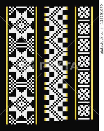 White pixel border patterns set from Ukraine 135191670