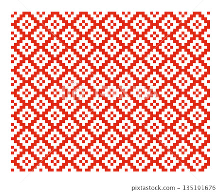 Red Traditional Ukrainian Embroidery Tile Background Red Traditional Ukrainian Embroidery Tile Background 135191676