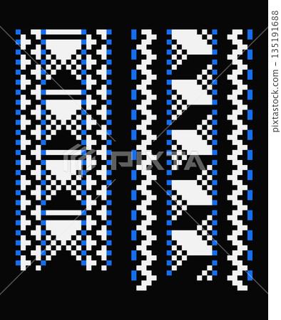 White pixel border pattern set for dark background White pixel border pattern set for dark background 135191688