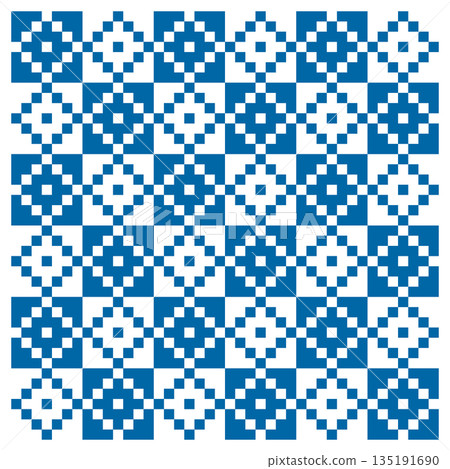 Blue Checkerboard Repeated Pixel Tile Background 135191690