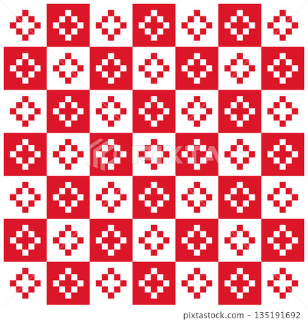 Red geometric ornament repeated tile background 135191692