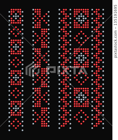 Red beaded repeated Ukrainian ethnic ornaments set Red beaded repeated Ukrainian ethnic ornaments set 135191695