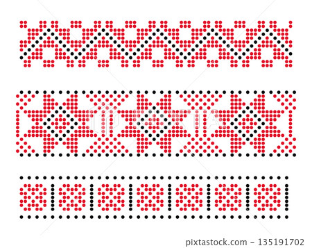 Red and black dotted style repeated ornaments set Red and black dotted style repeated ornaments set 135191702