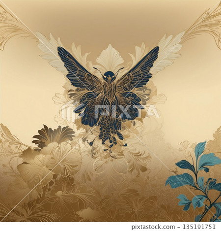 Flowers and butterflies AI-generated materials 135191751