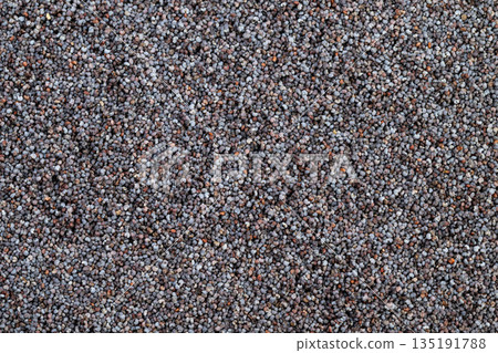 Close up poppy seed pattern highlighting natural macro structure, granular contrast, subtle brown and gray tones, ideal for texture overlays and product mockups Close up poppy seed pattern highlighting natural macro structure, granular contrast, subtle brown and gray tones, ideal for texture overlays and product mockups 135191788