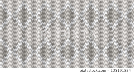 Gray and white diamond knitted seamless pattern 135191824