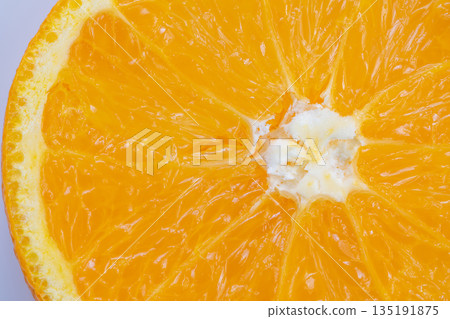 Energizing orange piece representing health, Lively orange segment illustrating vitamin and vitality, Colorful orange wedge signifying health benefits and energetic nourishment 135191875
