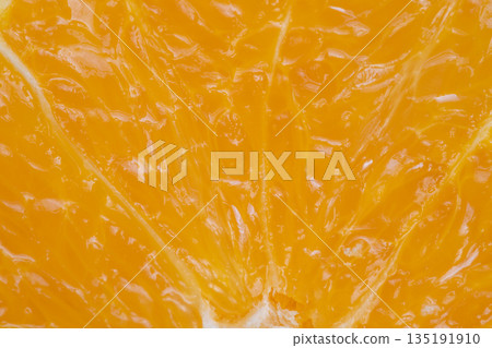 Natural antioxidants enhance skin brightness, Closeup of citrus pulp highlighting skin nourishment, Fresh citrus core emphasizes natural antioxidants and moisturizing properties 135191910