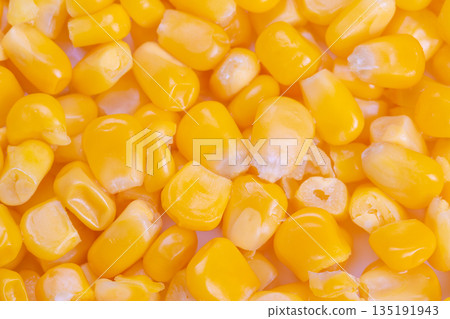 Sweet corn kernel pattern texture creating continuous golden surface, perfect for web banners, packaging design, backdrops and creative food branding projects 135191943
