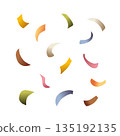 Scattered colorful confetti. Vector illustration with soft gradients. Decorative set. Suitable for backgrounds, holidays, and card packaging. 135192135
