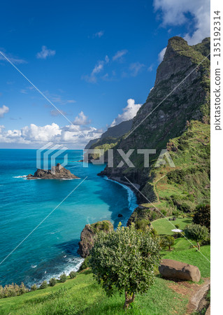 Miradouro de Sao Cristovao with Blue Sky and Turquoise Sea Miradouro de Sao Cristovao with Blue Sky and Turquoise Sea 135192314