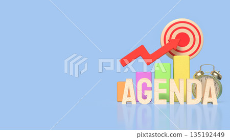 Agenda Growth Planning Concept with Target, Chart, and Alarm Clock 3d render. 135192449