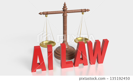 Artificial Intelligence and the Balance of Law 3d render. 135192450