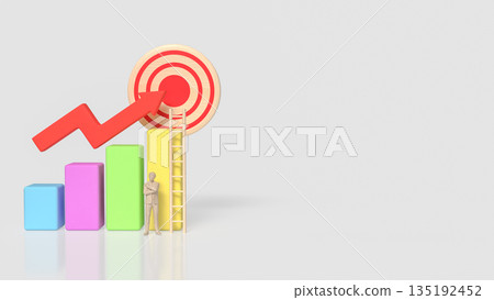 Business Growth Strategy Concept with Target, Ladder, and Rising Chart 3d render. Business Growth Strategy Concept with Target, Ladder, and Rising Chart 3d render. 135192452